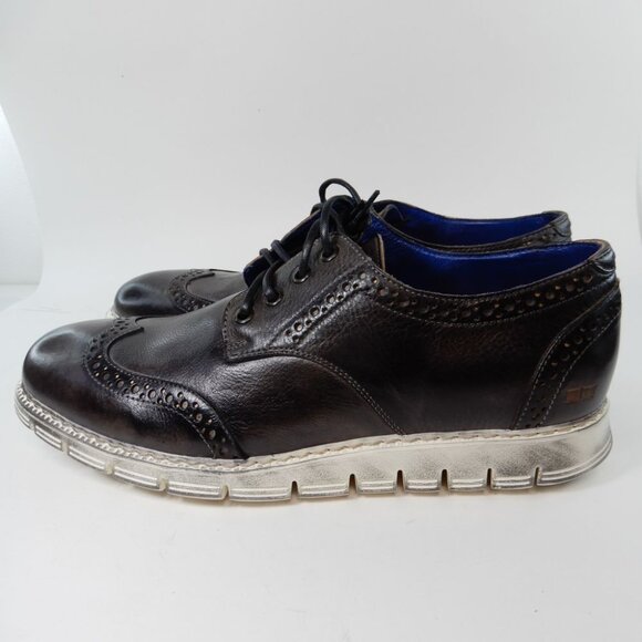 BED STU Men's Cayuga II Wingtip Oxford Sneakers Shoes Size 9.5 Black Leather NEW - Picture 2 of 13